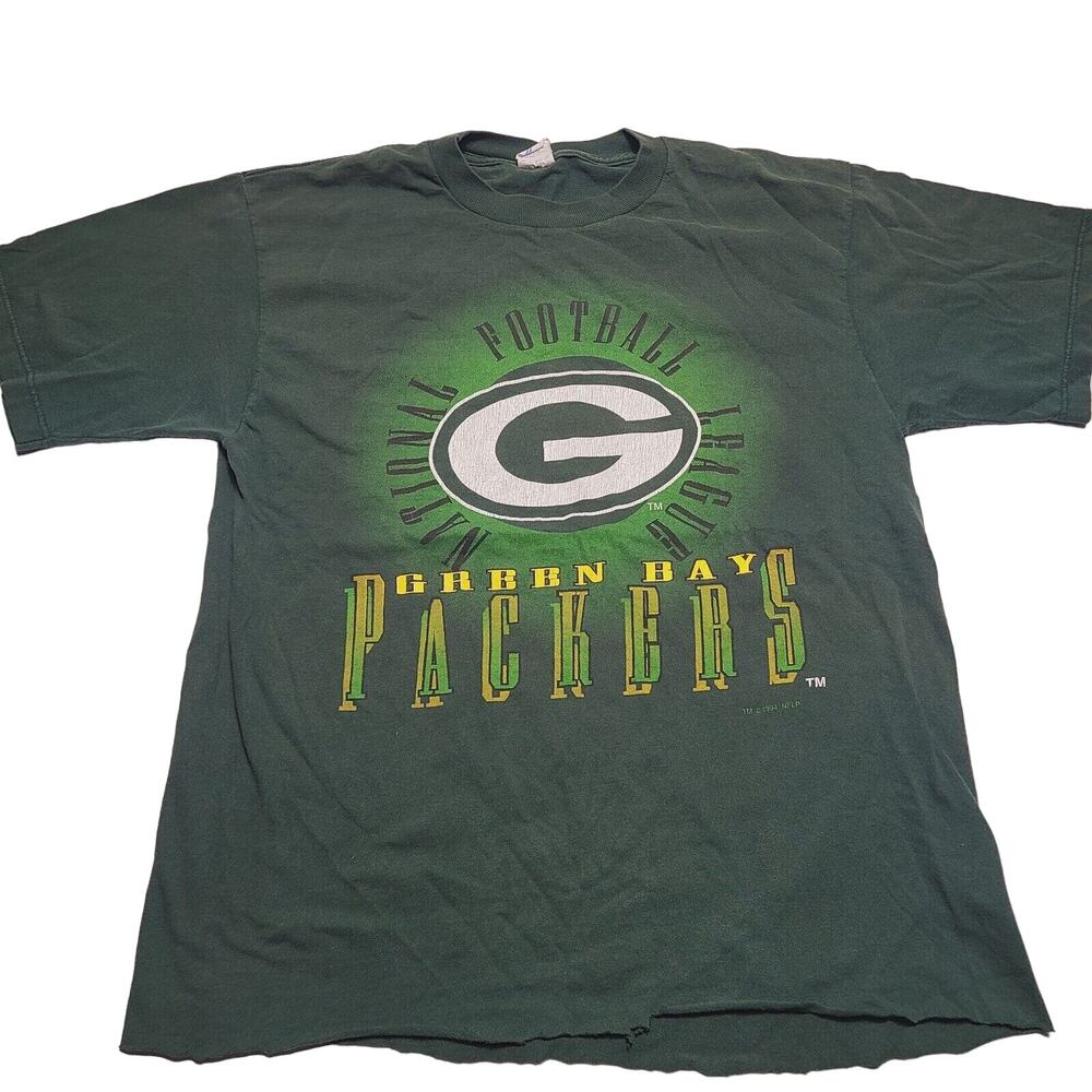 Vintage Green Bay Packers Competitor Edge NFL T-Shirt Mens Large Green 90's
